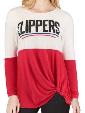 New LA Clippers Red & white Colorblock Long Sleeve T-Shirt Large And Xxl